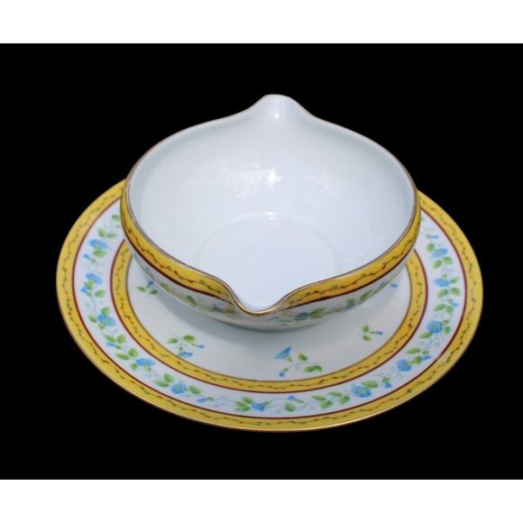 Limoges China Ceralene Raynaud Co. Morning Glory Spray Gravy Bowl- RARE - Picture 3 of 6
